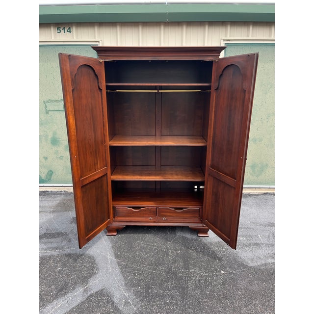1980s Ethan Allen Georgian Court Cherry Bedroom Clothing Armoire Wardobe For Sale - Image 10 of 12