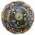 Vintage Tiffany Style Stained Glass Roses Poppies Cabochons Bell Lampshade For Sale - Image 18 of 18