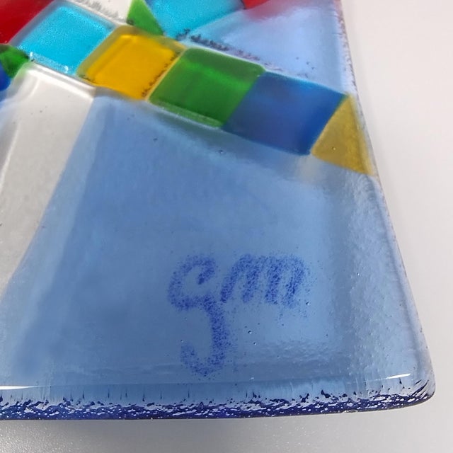 Blue Mid-Century Modern Geometric Murano Glass Vide-Poche by GM for Albatros, 1970s For Sale - Image 8 of 9