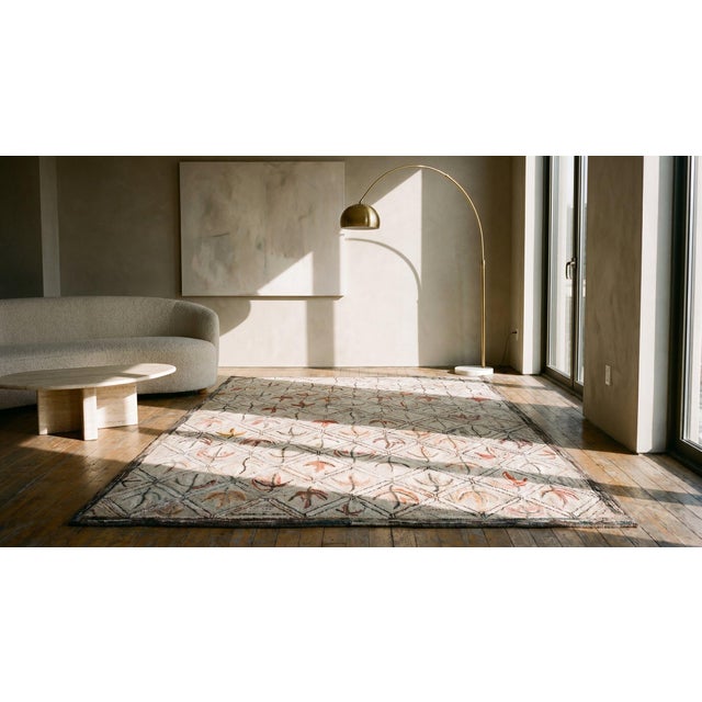 1920s Gray Foliate Antique American Hooked Rug 6' X 9' Handknotted Wool Carpet For Sale In New York - Image 6 of 8