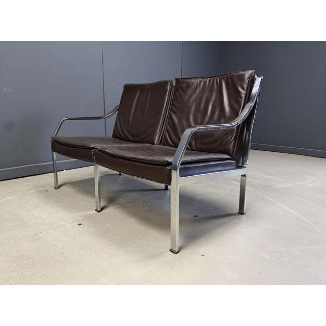 Walter Knoll Leather Sofa attributed to Preben Fabricius and Jorgen Kastholm for Walter Knoll, 1960 For Sale - Image 4 of 10