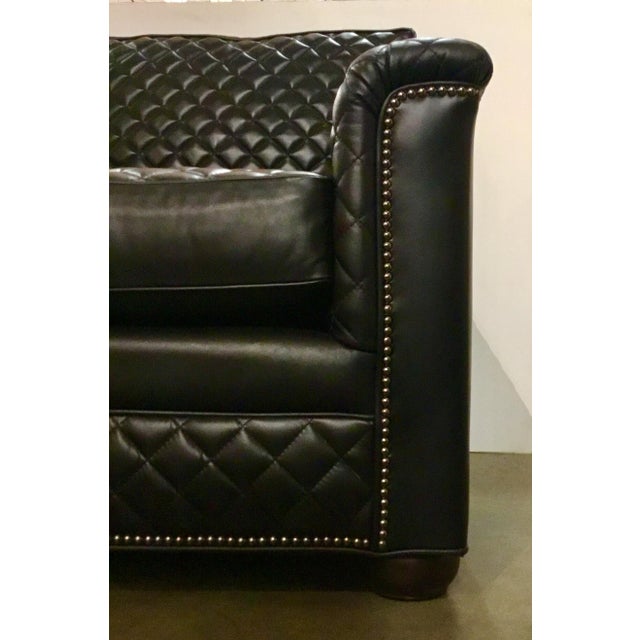 Drexel Heritage Modern Black Quilted Leather Club Chair Chairish