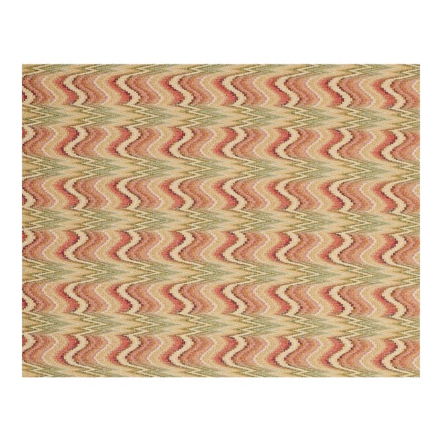 Colefax and Fowler Dexter Flamestich Fabric Remnant in Red / Green For Sale