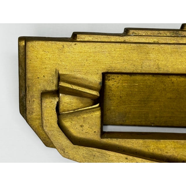 Metal British Art Deco Brass Door Knocker Mail Slot C1925 Original Design For Sale - Image 7 of 12