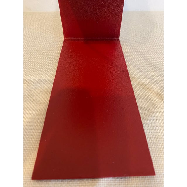 Metal Vintage Geometric Red Metal Table Lamp, 1970s For Sale - Image 7 of 15