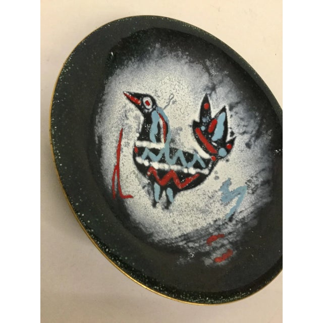 Vintage Enamel Over Copper Tribal Trinket Dish For Sale - Image 4 of 13