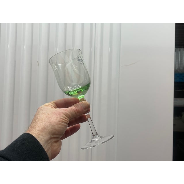 Dansk Set of 4 Vintage Dansk 'Hanna Green' Style Art Glass Wine Goblets - Green Base, Clear Stem For Sale - Image 4 of 6