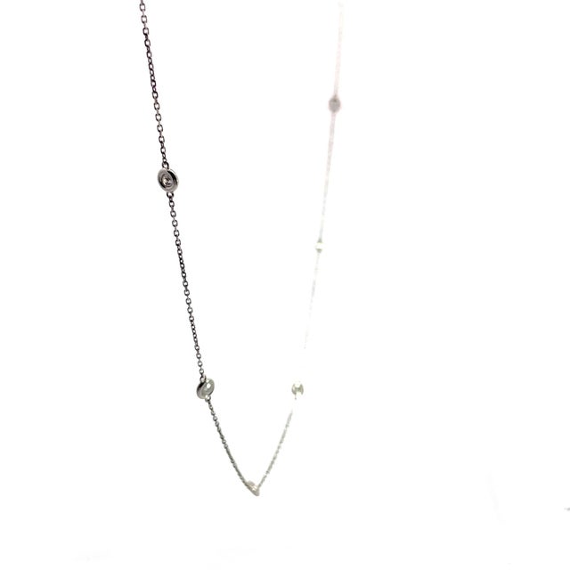 Late 20th Century Late 20th Century Classic Pt950 Platinum 10 Diamonds Station Necklace For Sale - Image 5 of 5