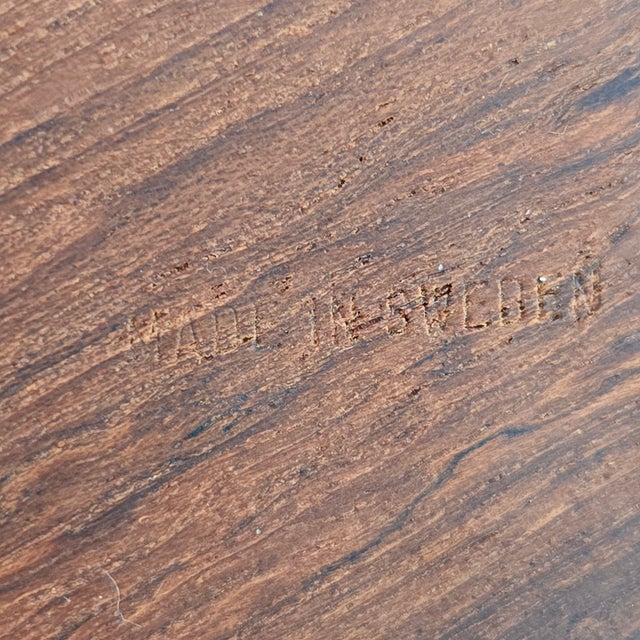 Brown Stig Sandqvist Handled Teak Divided Wood Bowl Organic Design Sweden Marked Ss For Sale - Image 8 of 9