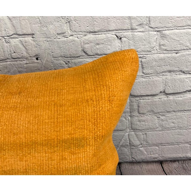 Turkish 20 x 20 Hemp Pillow Turkish Cushion Natural Orange Pillow Cushion Cover For Sale - Image 3 of 4