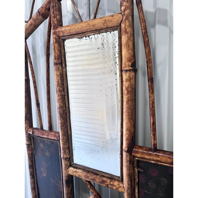 Chinoiserie Antique Late 1800s English Scorched Bamboo Chinoiserie Hall Tree For Sale - Image 3 of 18