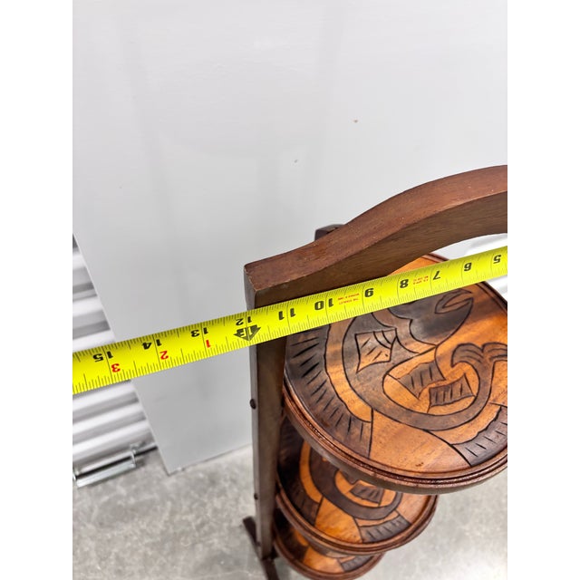 Vintage Three Tier Folding Plant Stand With Koi Design For Sale - Image 11 of 12