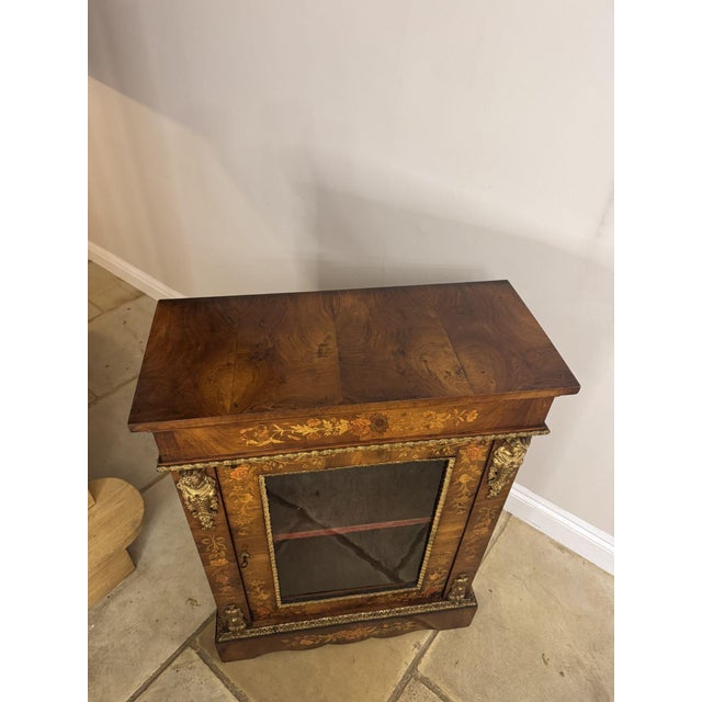 Mid 19th Century Antique Victorian Walnut Marquetry Inlaid Pier Cabinet, 1860 For Sale - Image 5 of 13
