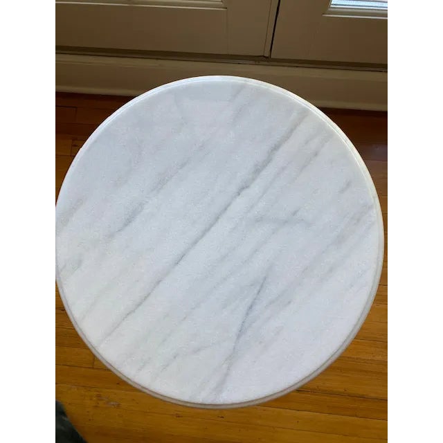 Italian 1990s Italian White Marble Side Table For Sale - Image 3 of 4