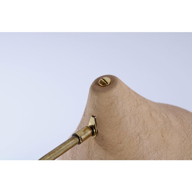Brass and Beige Crowfoot Table Lamp attributed to Cosack Leuchten, 1950s For Sale - Image 6 of 18