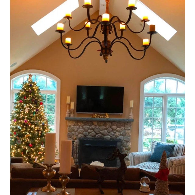 Paul Ferrante Clinton Chandelier Excellent condition - Approx. 10 years old 59” dia. x 33” high, plus chain Finish: Old...