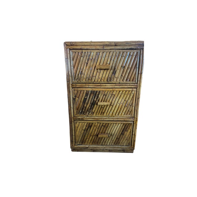 Brown Vintage Coastal Split Rattan Vanity and Mirror, 2 Pieces For Sale - Image 8 of 12