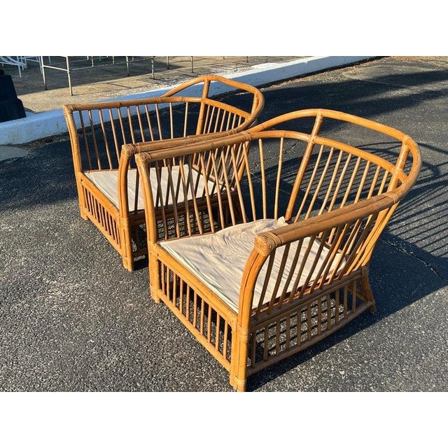 1970s Boho Chic Bamboo and Rattan Lounge Chairs in McGuire Style For Sale - Image 11 of 18