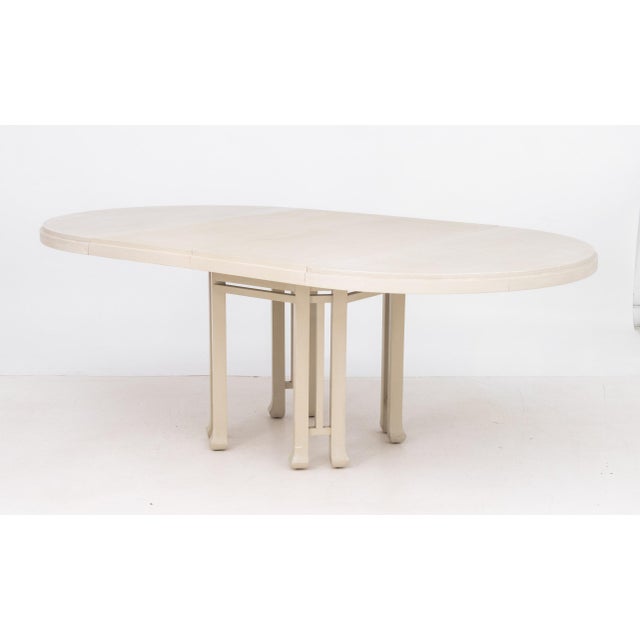 Late 20th Century Karl Springer Style Grasscloth Dining Table For Sale - Image 5 of 13