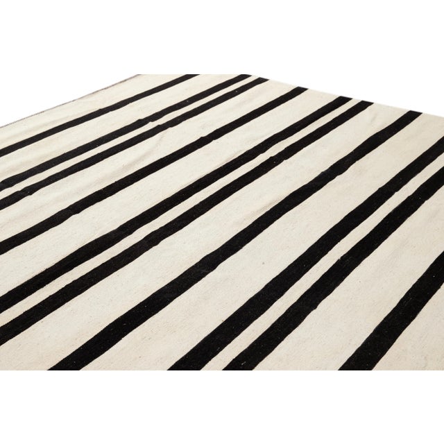 Black 21st Century Modern Flat-Weave Kilim Rug For Sale - Image 8 of 11