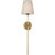 Metal Thomas O'Brien for Visual Comfort Signature Bryant 27" Cordless Tail Sconce in Hand-Rubbed Antique Brass with Linen Shade For Sale - Image 7 of 13