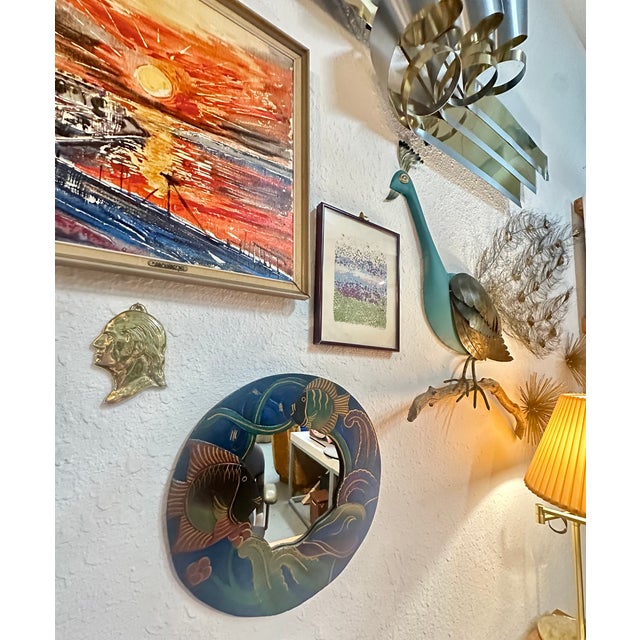 1990s Small Round Seascape Wall Mirror For Sale - Image 5 of 7