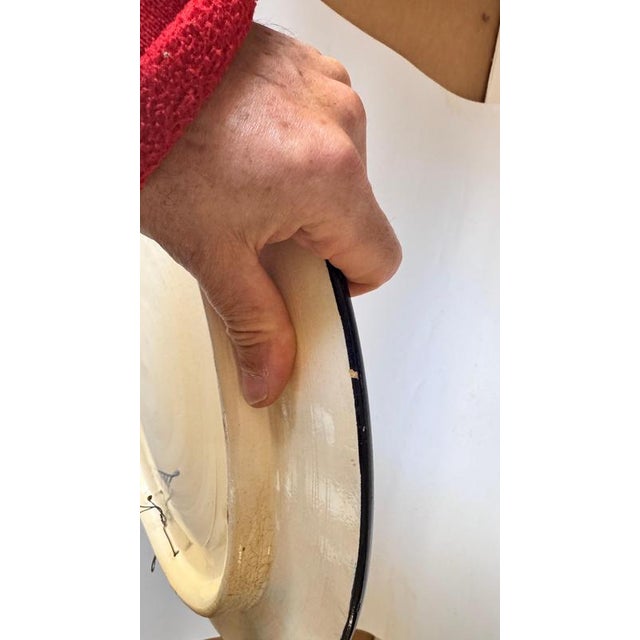 Large Italian Ceramic Serving Platter with Blue Floral & Botanical Motifs, 1970s For Sale - Image 11 of 14