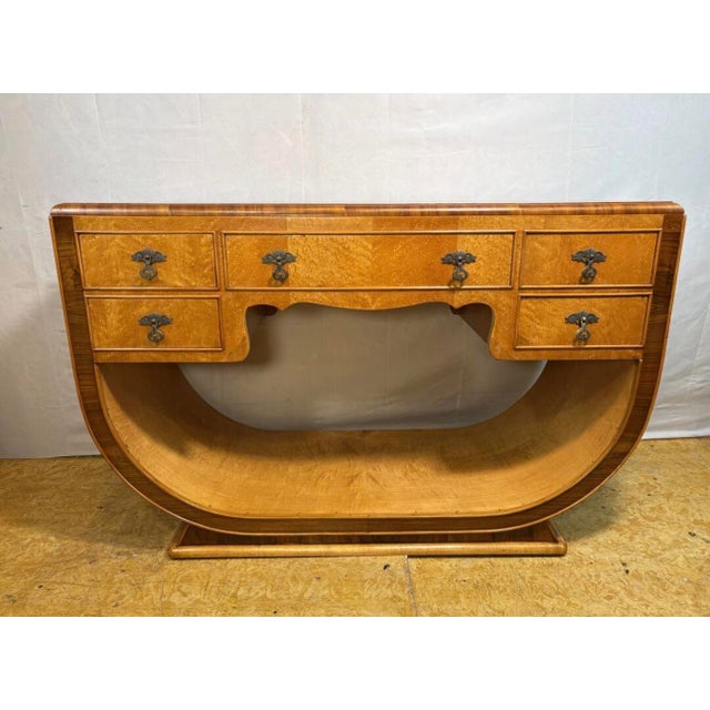 Vintage Art Deco Console Table in Birds Eye Maple, 1920s For Sale - Image 3 of 10