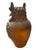 This striking vintage terracotta statue dynamically doubles as an architectural garden lantern, masterfully sculpted in...