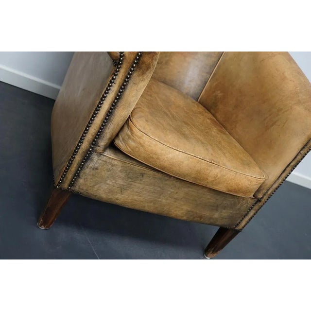 Vintage Dutch Cognac Colored Leather Club Chair For Sale - Image 4 of 17