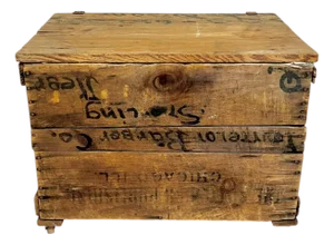 Antique Handmade Folk Art Wood Box Crate Table With Wheels