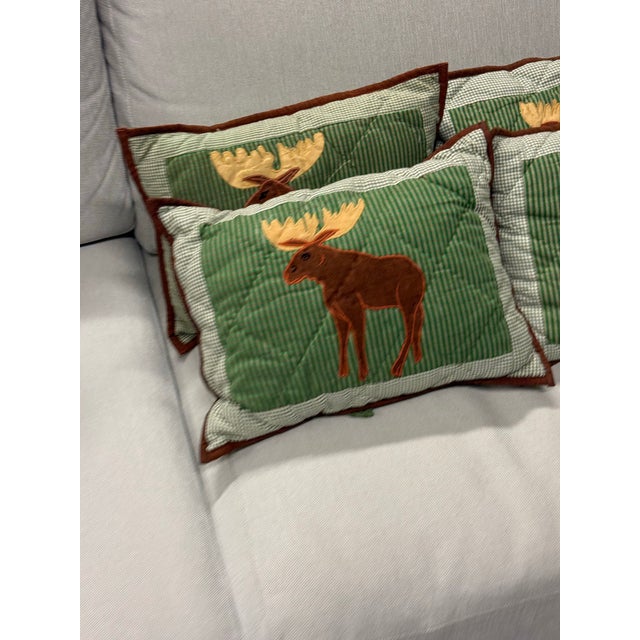 White White Arrows Home Moose Appliqué Pillows, Set of Four For Sale - Image 8 of 12