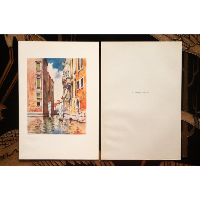 1910s 1912 Mortimer Menpes "A Narrow Canal", Original Full-Color Print of Venice For Sale - Image 5 of 6