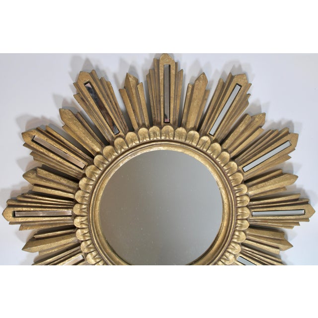 1970s Large French Hollywood Regency Vintage Sunburst Mirror For Sale - Image 5 of 10