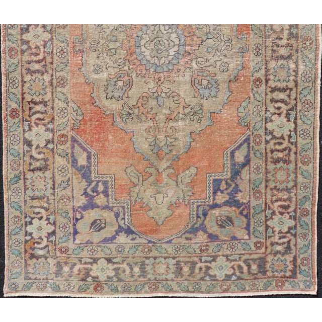Vintage Turkish Oushak Rug With Soft Orange Field With Medallion For Sale In Atlanta - Image 6 of 11