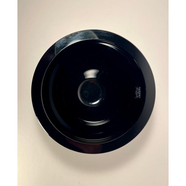 Vintage Ward Bennett Sengai Sasaki Black Glass Bowl 24% Lead Crystal Made in Japan For Sale - Image 4 of 8