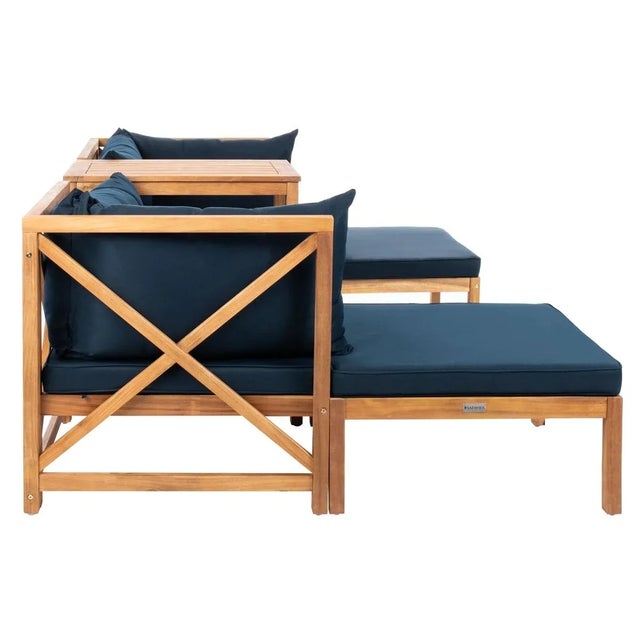 Contemporary Ronson 5 Piece Sectional Set - Natural/Navy For Sale - Image 3 of 12