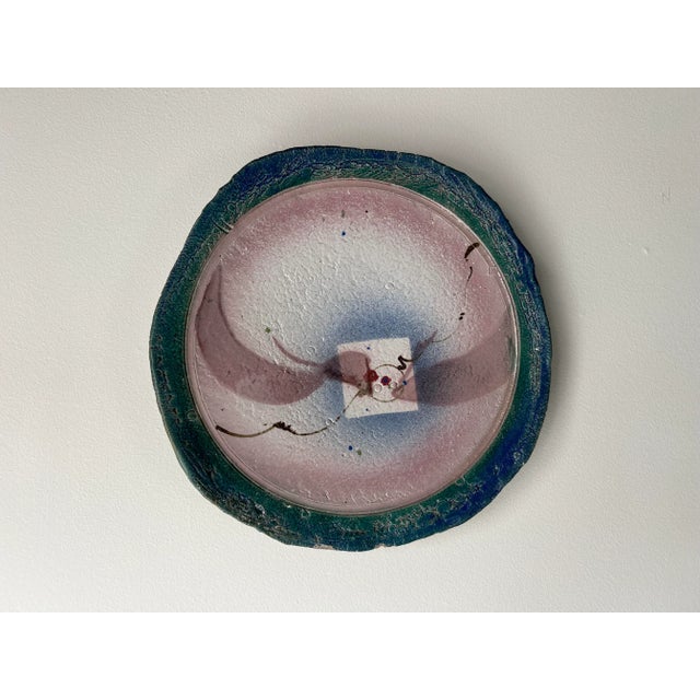 1990's Memerz Hand Painted Abstract Design Studio Pottery Wall Plate For Sale In Miami - Image 6 of 9
