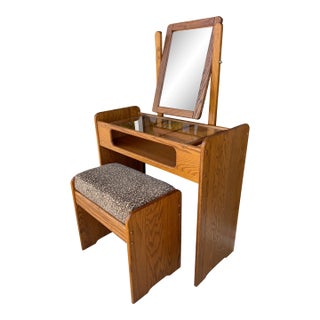 Small 1970's Wooden Vanity Set For Sale