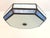 Mid-Century Modern Mid Century Blue & White Tiffany Style Flush Light For Sale - Image 3 of 18