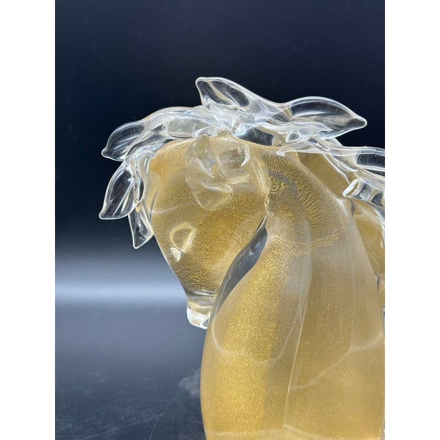 Gold Horse Head Sculpture in Sommerso Glass and Gold by Archimede Seguso, Murano, 1950s For Sale - Image 8 of 11