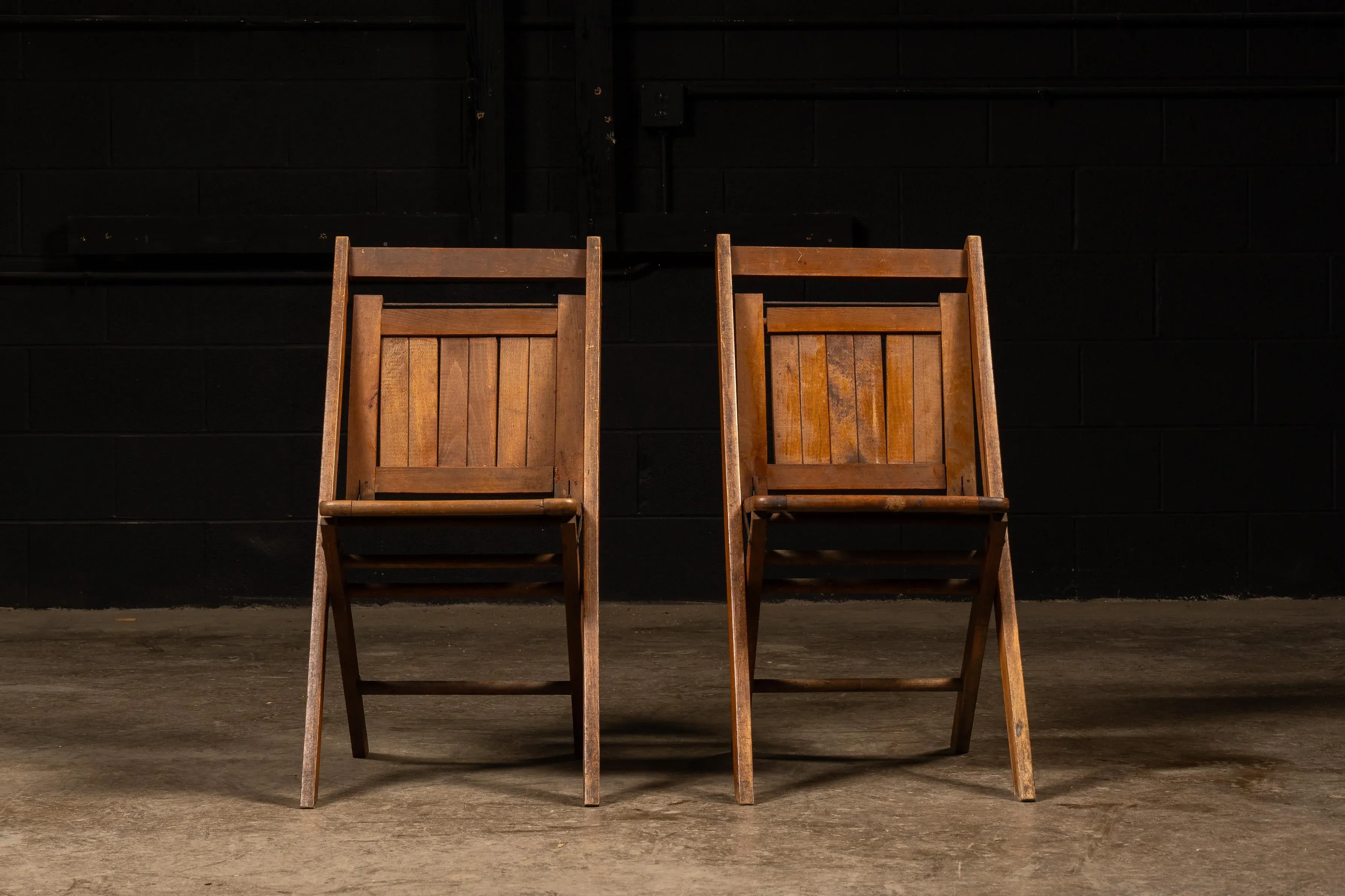 1920s Antique Wooden Slat Back Folding Chairs- Set of 2 | Chairish