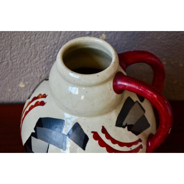 Large Art Deco Vase with Double Handles from Betzy Augeron, France, 1930s For Sale - Image 11 of 18