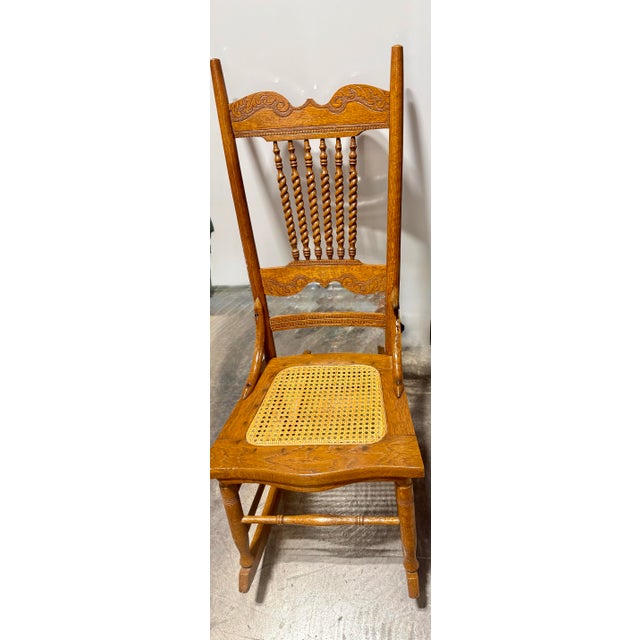 Late 20th Century Antique Barley Twist Spindle Back Rocking Chair For Sale - Image 5 of 12