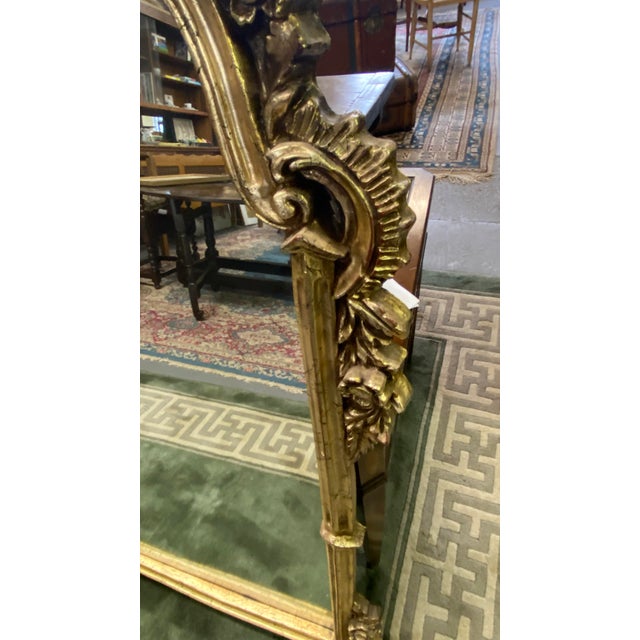 English Pair of 20thc Gilt Rocco Style Mirrors For Sale - Image 3 of 7