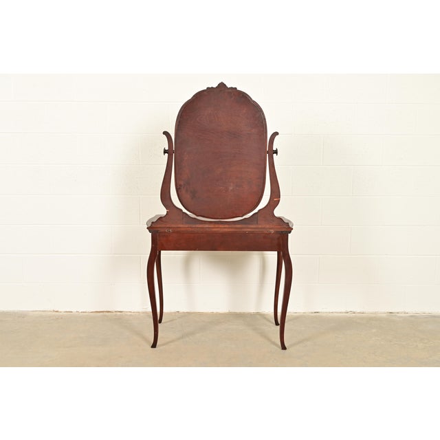 Early Widdicomb Victorian Carved Mahogany Vanity or Dressing Table With Mirror, Circa 1890s For Sale - Image 13 of 14
