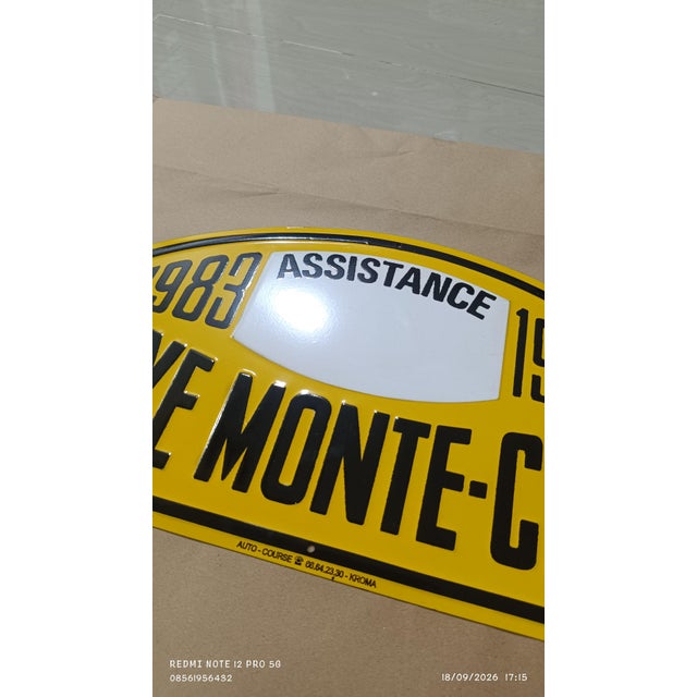 Vintage 1983 Rallye Monte-Carlo Assistance Metal Plate Sign – Authentic Embossed Motorsport Wall Art For Sale - Image 4 of 18
