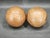 Rare pair of original leather medicine balls produced in Czechoslovakia during the 1950s. Featuring genuine aged leather,...