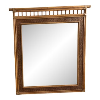 Mid 20th Century Large Coastal Bamboo Mirror For Sale