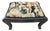 Antique Early 20th Century Victorian Footstool Black With Cat Tapestry Upholstered Cushion For Sale